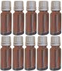 (image for) 10 vials, each containing 10 ml, for storing essential oils with original seals and amber glass for protection from light