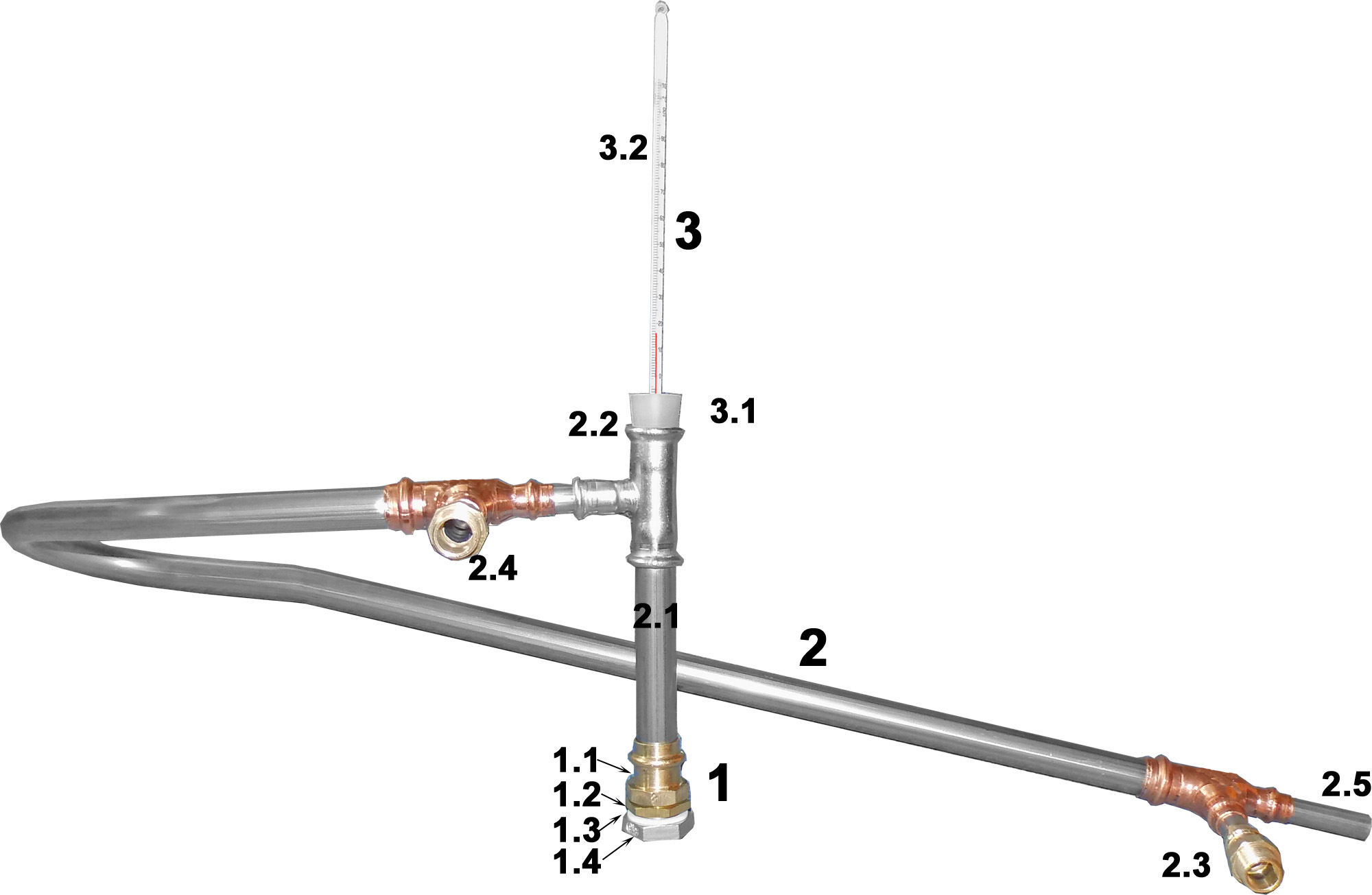 Destillier-Thermometer, 30 cm, mit großem Silikonstopfen Ø 26-32
